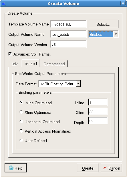 Create New Seismic Volume - Advanced Volume Parameters (.3dv Tab). 2003.12 (L), R5000 (R)