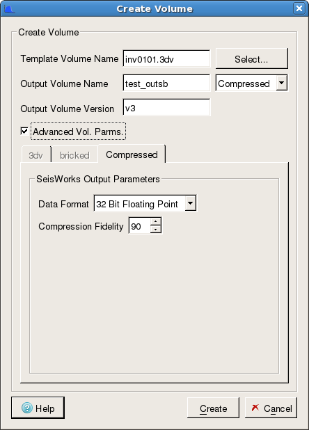 Create New Seismic Volume - Advanced Volume Parameters (Compressed Tab). 2003.12 (L), R5000 (R)